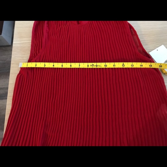 Zara Red Pleated Top with Tie Closure - Picture 12 of 15